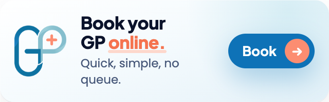 GP Triage banner - Book your GP online. Quick, simple, no queue. Book.